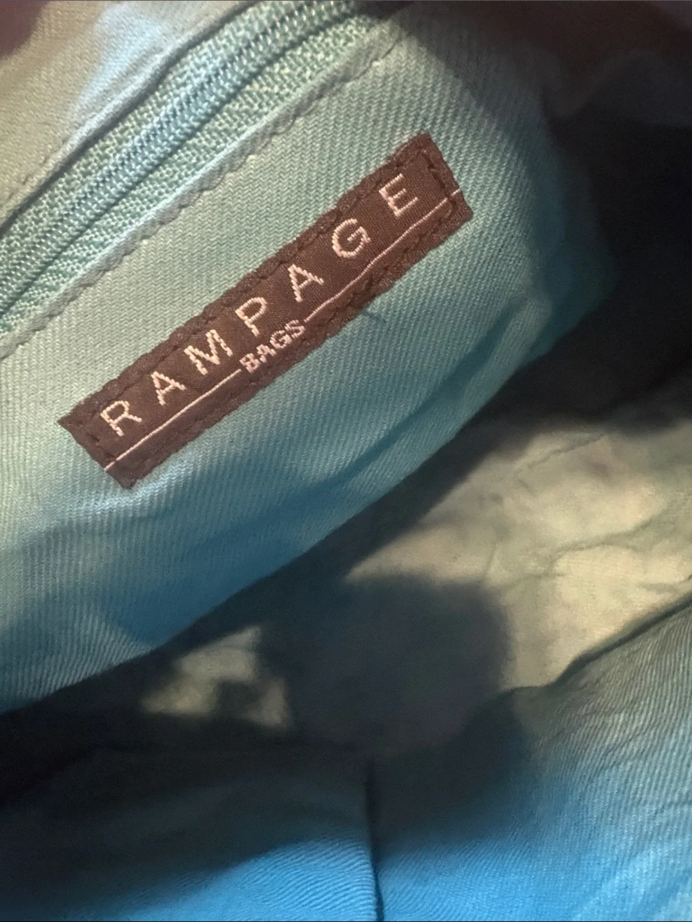 VTG Y2K Rampage Teal Suede Hobo with Croc-Embossed Panels